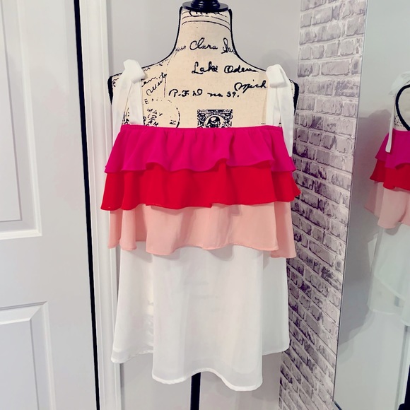 VICI Collection Lovie Ruffle Cold Shoulder Tie Top - Picture 2 of 8